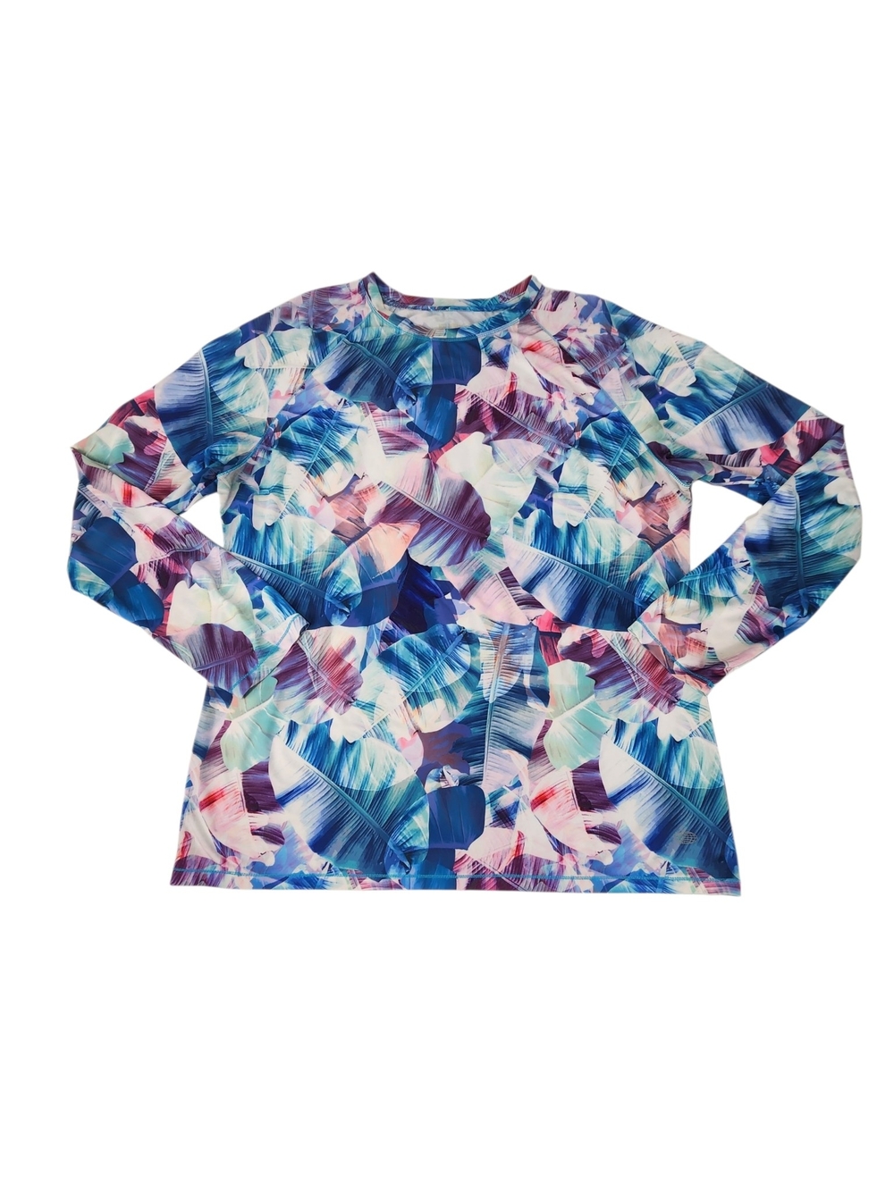 Reel Legends Women’s XL Performance Rash Guard Tropical Palm Sun Shirt Blue Pink - Picture 5 of 9
